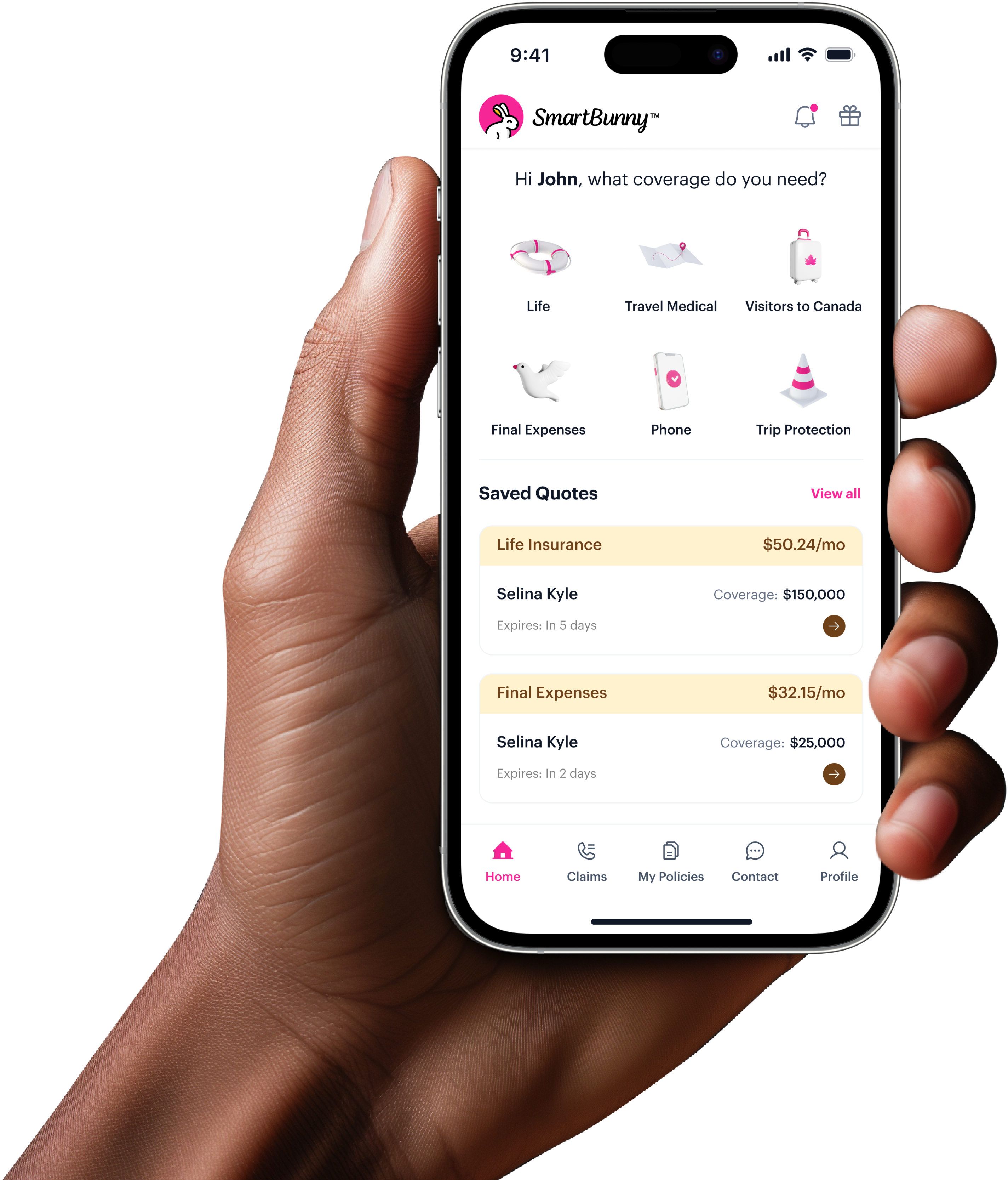 Preview of the SmartBunny Insurance App