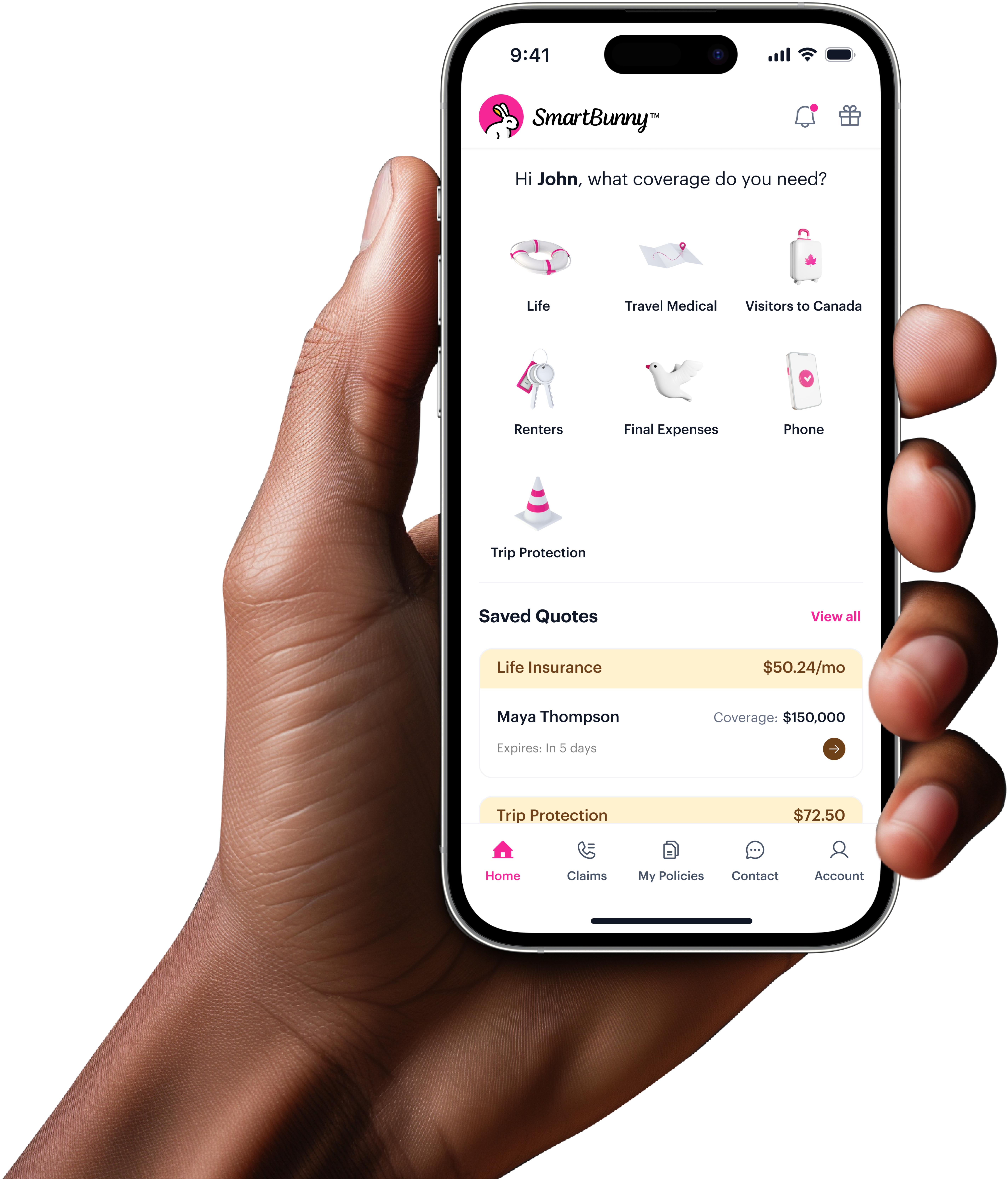 Preview of the SmartBunny Insurance App